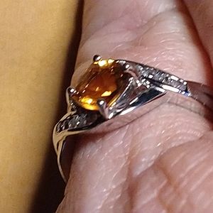 BRAZILIAN, IMPERIAL CITRINE, WHITE TOPAZ. (SZ.6.5 UNIQUE, STERLING BAND.